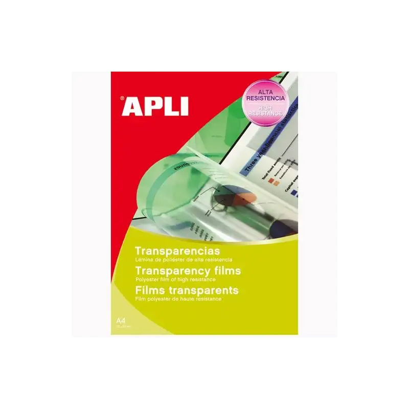 (01268) APLI PACK 20 HOJAS TRANSPARENCIAS A4 SIN BANDA PARA LÁSER