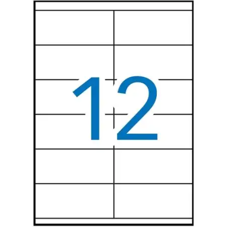 (01289) APLI ETIQUETAS ADHESIVAS 105X48MM INKJET/LÁSER C/RECTOS 12 X 100H BLANCO