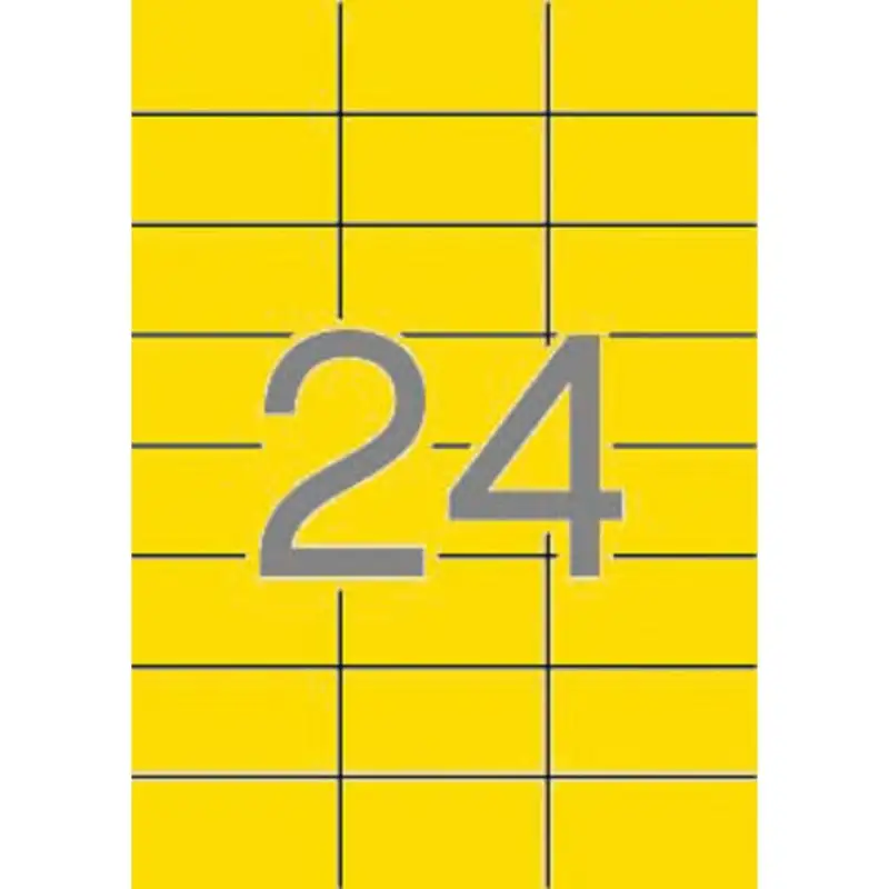 (01591) APLI ETIQUETAS ADHESIVAS 70X37MM INKJET/LÁSER C/RECTOS 24 X 20H AMARILLO FLUORESCENTE