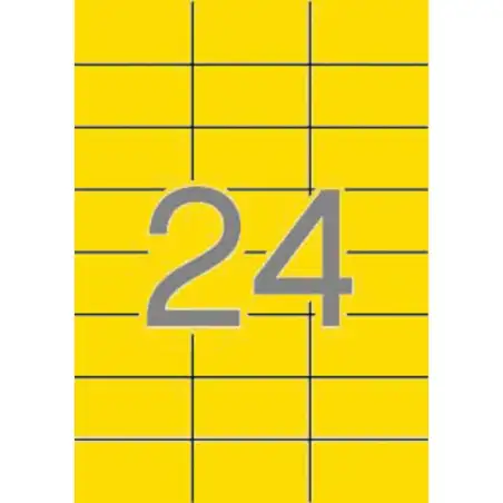 (01591) APLI ETIQUETAS ADHESIVAS 70X37MM INKJET/LÁSER C/RECTOS 24 X 20H AMARILLO FLUORESCENTE