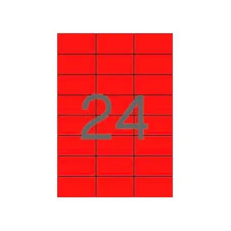 (01593) APLI ETIQUETAS ADHESIVAS 70X37MM INKJET/LÁSER C/RECTOS 24 X 20H ROJO