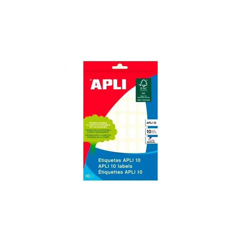 (01635) APLI ETIQUETAS ADHESIVAS 12X18MM ESCRITURA MANUAL C/ROMOS 56 X 10H BLANCO