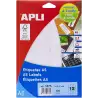 (01875) APLI ETIQUETAS ADHESIVAS 34X67MM MANUAL/IMPRESIÓN C/ROMOS 12 X 15H A5 BLANCO
