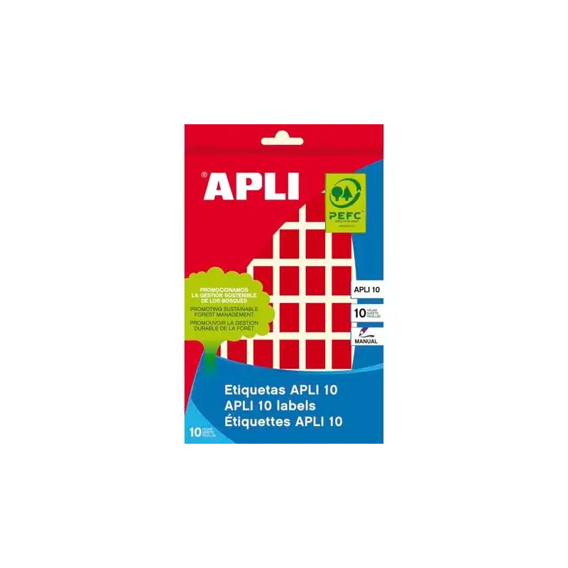 (02752) APLI ETIQUETAS ADHESIVAS 12X18MM ESCRITURA MANUAL C/ROMOS 56 X 8H ROJO