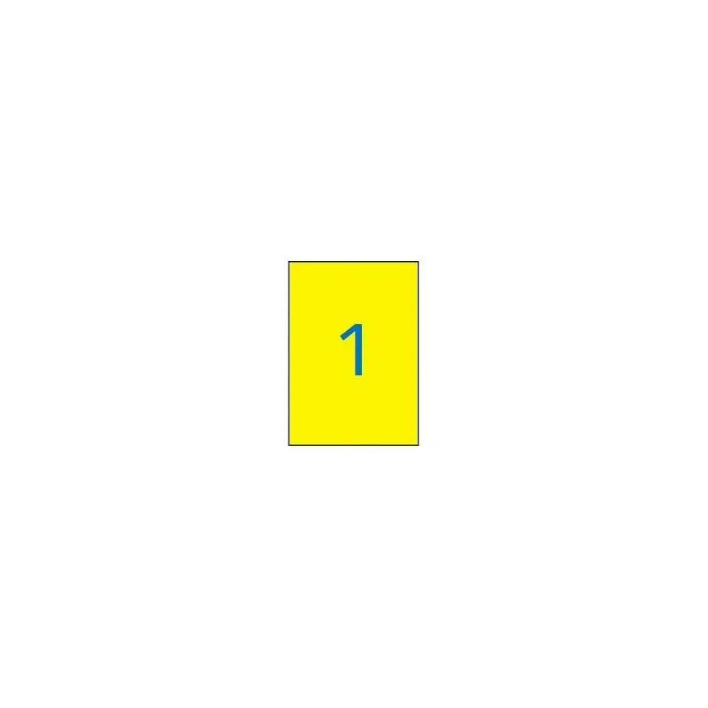 (02878) APLI ETIQUETAS ADHESIVAS 210X297MM LÁSER C/RECTOS 1 X 20H AMARILLO FLUORESCENTE