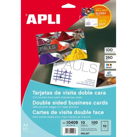 (10408) APLI TARJETAS VISITA DOBLE CARA BLANCO PARA INKJET