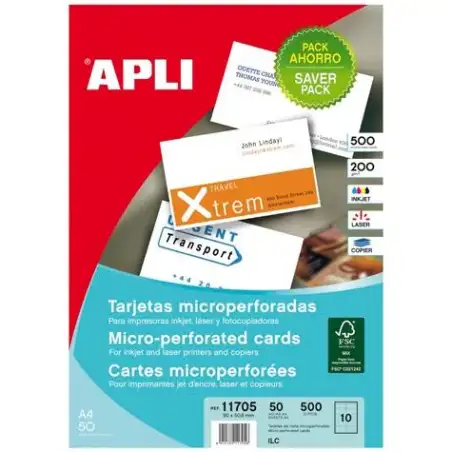 (11705) APLI TARJETAS VISITA BLANCO PARA INKJET