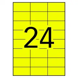 (11834) APLI ETIQUETAS ADHESIVAS PERMANENTES 70X37MM LÁSER C/RECTOS 24 X 100H AMARILLO