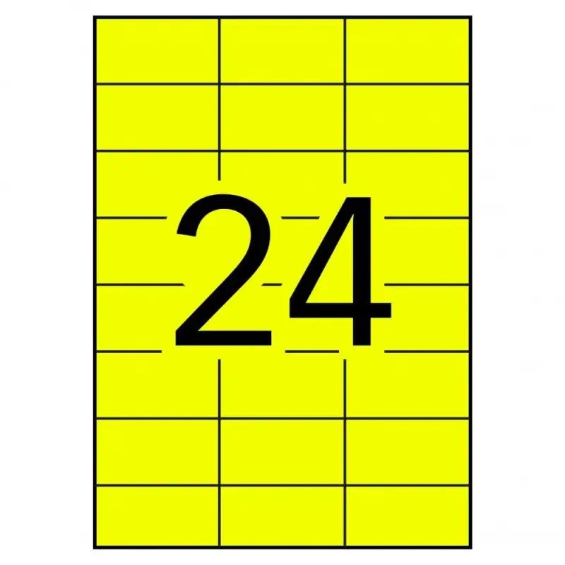 (11834) APLI ETIQUETAS ADHESIVAS PERMANENTES 70X37MM LÁSER C/RECTOS 24 X 100H AMARILLO