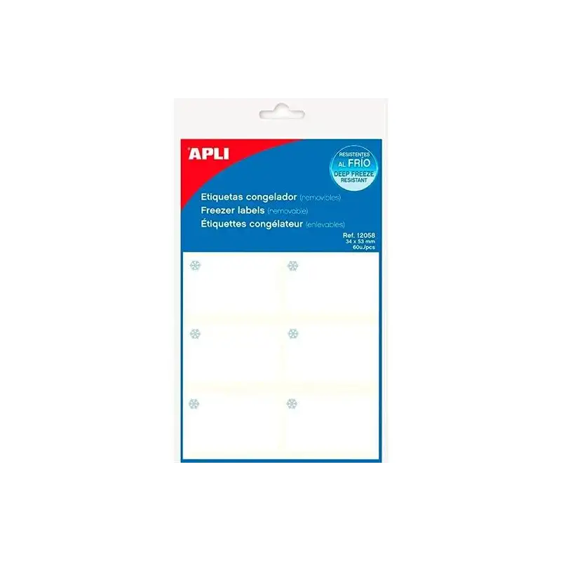 (12058) APLI ETIQUETAS ADHESIVAS PARA CONGELADOR 34X53MM ESCRITURA MANUAL C/ROMOS 10H BLANCO