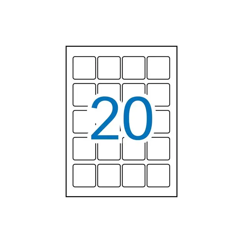 (12847) APLI ETIQUETAS ADHESIVAS 45X45MM INKJET/LÁSER C/ROMOS 20 X 20H POLIÉSTER BLANCO