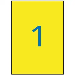 (12877) APLI ETIQUETAS ADHESIVAS RESISTENTES INTERPERIE 210X297MM LÁSER C/RECTOS 1 X 20H AMARILLO
