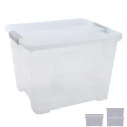 (CP1482032 CS TP) ARCHIVO 2000 CAJA DE ALMACENAJE 32L APILABLE Y ENCAJABLE C/TAPA 360X420X300MM PP CRISTAL TRANSPARENTE