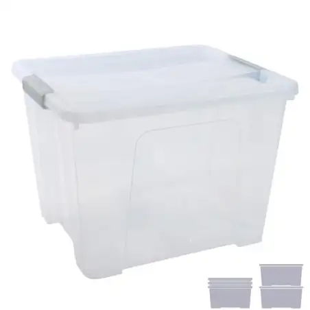 (CP1482032 CS TP) ARCHIVO 2000 CAJA DE ALMACENAJE 32L APILABLE Y ENCAJABLE C/TAPA 360X420X300MM PP CRISTAL TRANSPARENTE