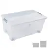 (CP1482061 CS TP) ARCHIVO 2000 CAJA DE ALMACENAJE 61L APILABLE Y ENCAJABLE C/TAPA Y RUEDAS 400X680X310MM PP CRISTAL TRANSPARENTE