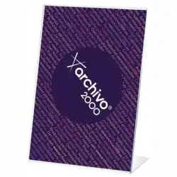 (10906 CS TP) ARCHIVO 2000 EXPOSITOR SOBREMESA EN FORMA DE L DIN A6 VERTICAL 45X105X155 MM CRISTAL TRANSPARENTE