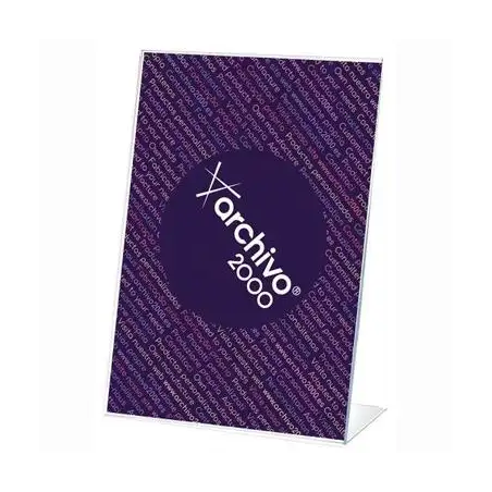 (10907 CS TP) ARCHIVO 2000 EXPOSITOR SOBREMESA EN FORMA DE L DIN A7 VERTICAL 40X75X110 MM CRISTAL TRANSPARENTE