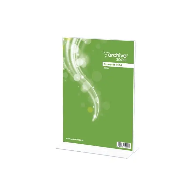 (11104 CS TP) ARCHIVO 2000 EXPOSITOR SOBREMESA EN FORMA DE T DIN A4 VERTICAL 90X210X305 MM CRISTAL TRANSPARENTE
