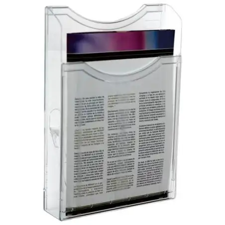 (6121M CS TP) ARCHIVO 2000 PORTAFOLLETOS MURAL ARCHIPLAY 1 COMPARTIMENTO A4 VERTICAL PEGADO A PARED POLIESTIRENO TRANSPARENTE
