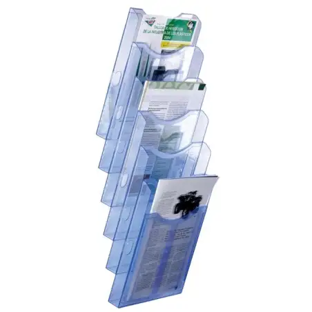(6126 AZ TP) ARCHIVO 2000 EXPOSITOR MURAL ARCHIPLAY 6 COMPARTIMENTOS DIN A4 VERTICAL 190X235X685 MM AZUL TRANSPARENTE