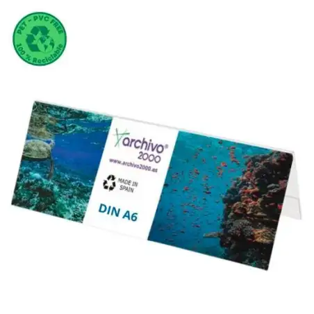 (80406V CS TP) ARCHIVO 2000 PORTANOMBRES DE SOBREMESA FLEXIBLE DIN A6 PET 100% RECICLABLE CRISTAL TRANSPARENTE