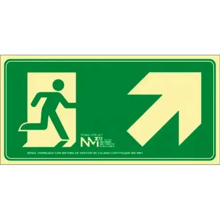 (6170-20H VE) ARCHIVO 2000 SEÑAL "EVACUAR ESCALERA ARRIBA DERECHA" 320X160MM PP 700 MICRAS VERDE
