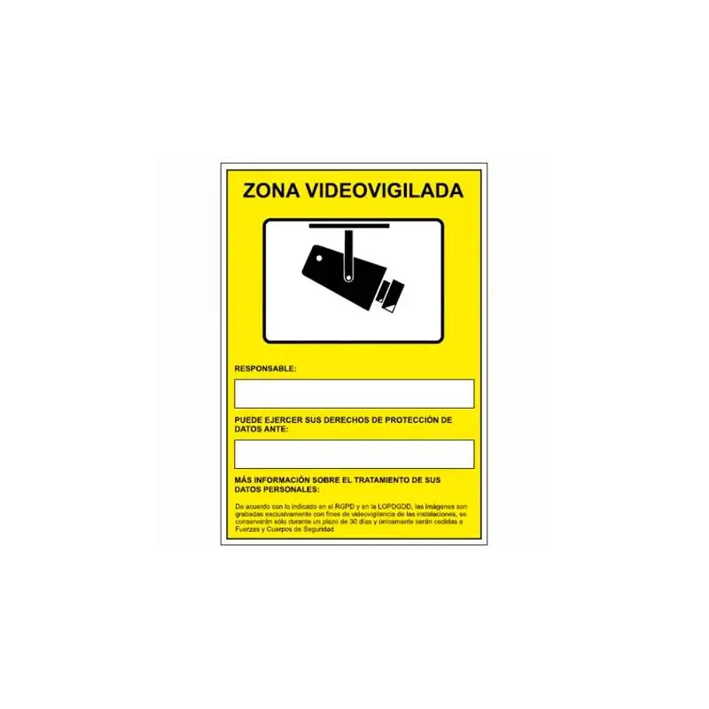 (6172-09 AM) ARCHIVO 2000 SEÑAL "CÁMARAS DE VIGILANCIA EN GRABACIÓN LAS 24 HORAS" 210X297 PVC AMARILLO