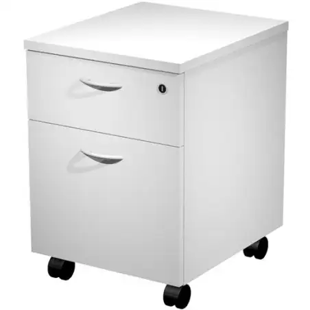 (60022-3) ARTEXPORT CAJONERA PRESTO 2 CAJONES C/RUEDAS GUÍAS METÁLICAS CERRADURA BLANCO -DESMONTADO-