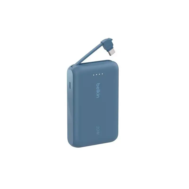 (BPB021HQBL) BELKIN CARGADOR POWER BANK 10K MAH 1 USB-C C/ CABLE INTEGRADO USB-C AZUL