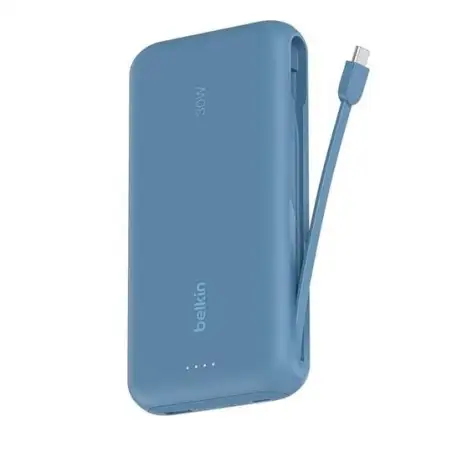 (BPB024HQBL) BELKIN CARGADOR POWER BANK 20K MAH 1 USB-A Y 1 USB-C C/ CABLE INTEGRADO USB-C AZUL
