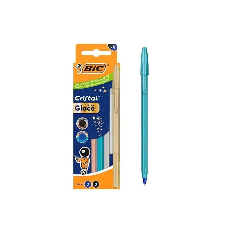 (303177) BIC BOLÍGRAFO CRISTAL GLACE 1.0MM BLÍSTER 4 UD