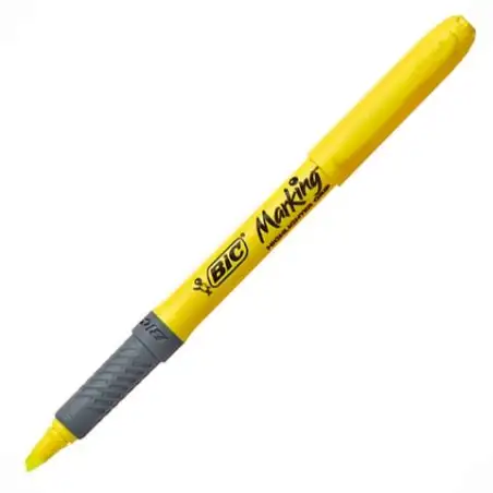 (811935) BIC MARCADOR FLUORESCENTE HIGHLIGTHER GRIP PUNTA BISELADA AMARILLO CAJA 12 UD