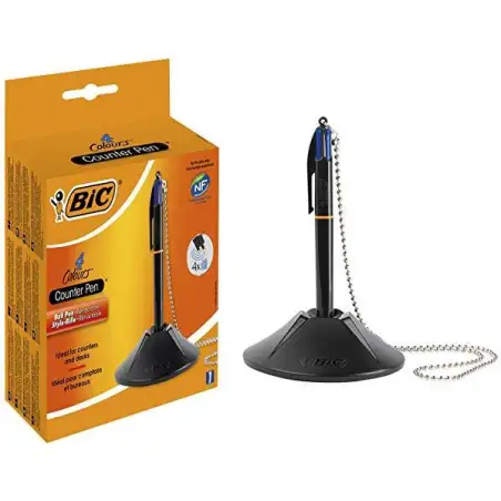 (918515) BIC BOLÍGRAFO PEANA COUNTER PEN 4 RECAMBIOS TINTA AZUL RECARGABLE NEGRO