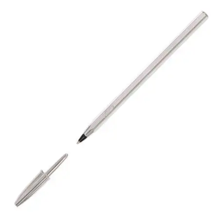 (921339/526280) BIC BOLÍGRAFO CRISTAL SHINE SILVER NEGRO CAJA 20 UD