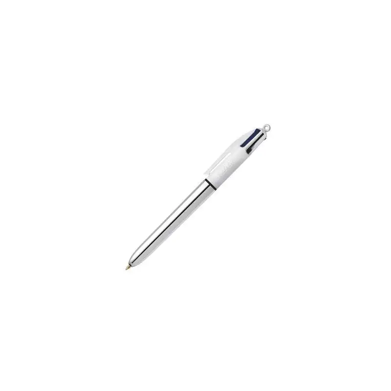 (982873) BIC BOLÍGRAFO 4 COLORES SHINE SILVER CUERPO BLANCO/PLATEADO CAJA 12 UD