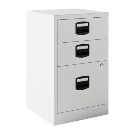 (PFA3-BA5) BISLEY CAJONERA METÁLICA PF 2 CAJONES PERSONALES + 1 CAJÓN ARCHIVO FIJA FONDO 40CM BLANCO
