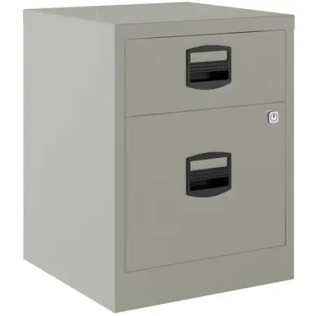 (PFAM1S1F-V7) BISLEY CAJONERAS METALICAS 1 CAJÓN PERSONAL + 1 CAJÓN ARCHIVO A4 MÓVIL FONDO 40CM GRIS ( MONTADO)