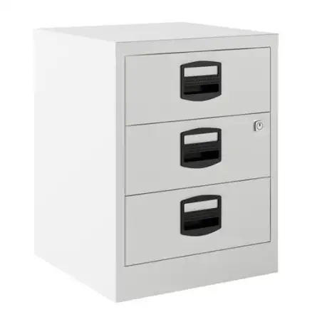 (PFAM3S-BA5) BISLEY CAJONERA METÁLICA 3 CAJONES 40X51X40 CM (ANCHO X ALTO X FONDO) CON RUEDAS BLANCO (MONTADO)