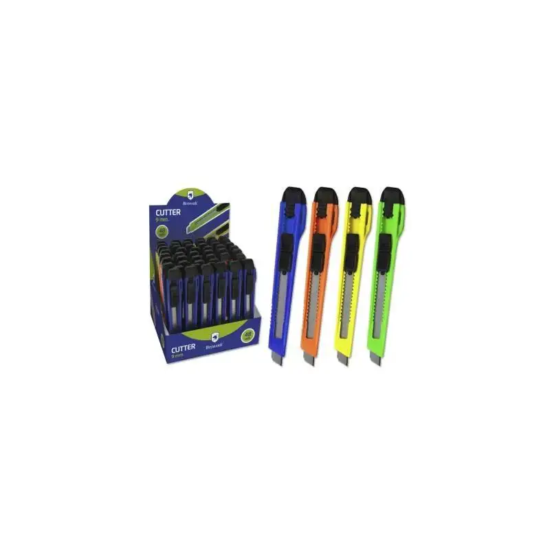 (300684) BISMARK CUTTER ESTRECHO / CUCHILLA FRACTURABLE DE 9 MM / SISTEMA BLOQUEO CUCHILLA INTERCAMBIABLE COLORES SURTIDOS