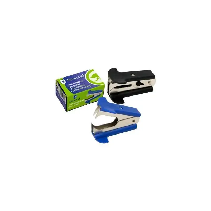 (310825) BISMARK EXTRAEGRAPAS METÁLICO TIPO PINZA CON CIERRE SEGURIDAD COLORES SURTIDOS AZUL - NEGRO INDIVIDUAL