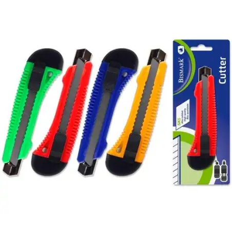 (317006) BISMARK CUTTER ANCHO / CUCHILLA FRACTURABLE DE 18 MM / SISTEMA BLOQUEO CUCHILLA INTERCAMBIABLE GUIA METÁLICA BLISTER...