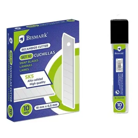 (319184) BISMARK REPUESTO CUTTER 18MM / CUCHILLA FRACTURABLE BLISTER DE 10 CUCHILLAS