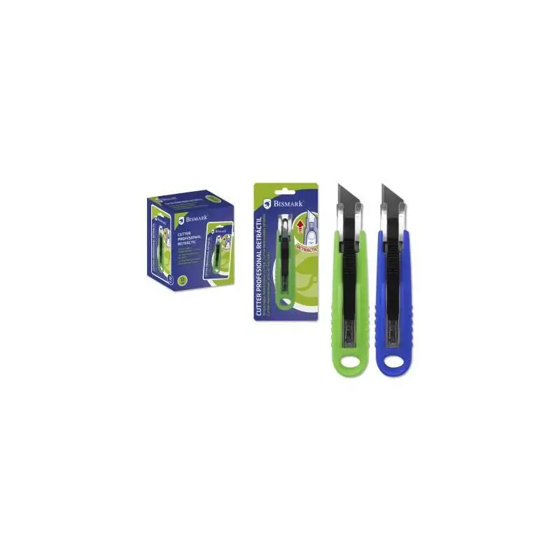 (326994) BISMARK CUTTER PROFESIONAL RETRACTIL CON CUCHILLA FRACTURABLE DE 18 MM BLISTER