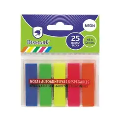 (318276) BISMARK TACO GUIAS ADHESIVAS COLORES NEON 5X25 HOJAS 45X12MM BLISTER