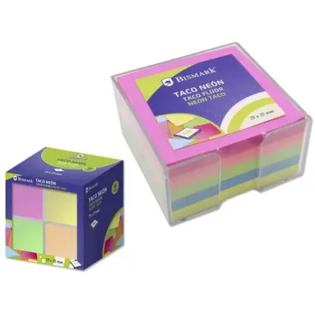 (325066) BISMARK TACO DE NOTAS 400H 75X75 CON CAJA COLORES NEÓN