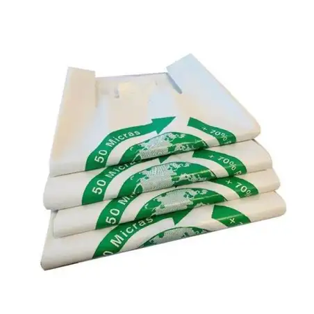 (70304) BOLSA DE CAMISETA 85X90CM 50 MICRAS 70% RECICLADO PAQUETE 50 UD