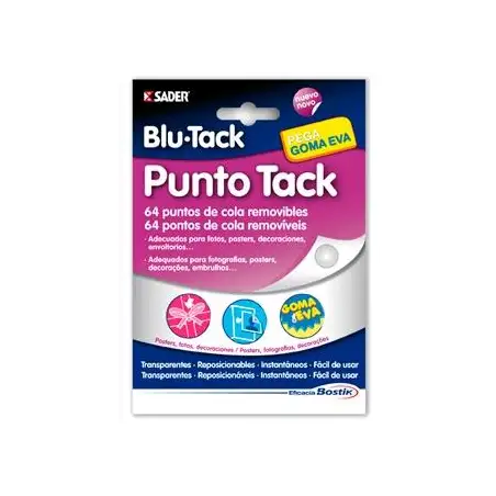 (1693) BOSTIK MASILLA EN GOTAS DE ADHESIVO REMOVIBLE BLU TACK PUNTO TACK TRANSPARENTE 64 PUNTOS