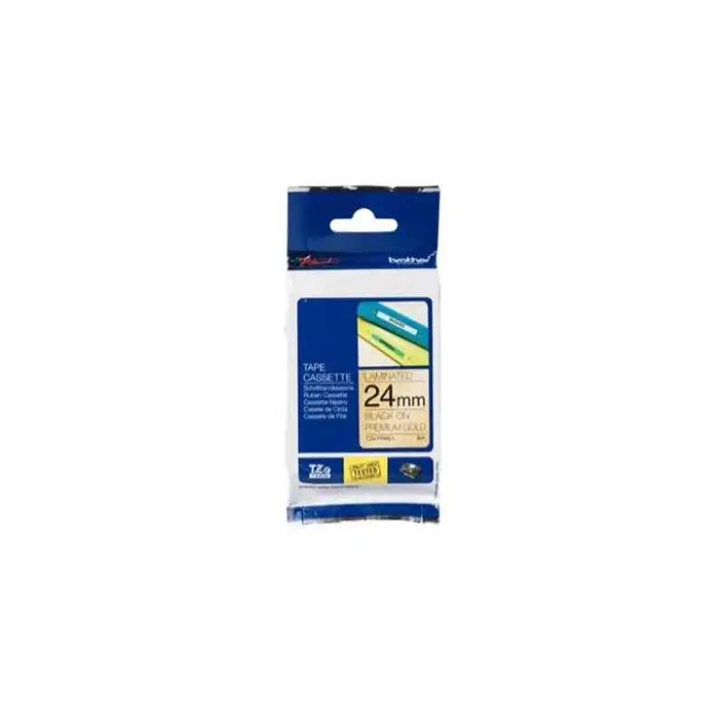 (TZEPR851) BROTHER CINTA ROTULADORA LAMINADA PREMIUM TEXTO NEGRO SOBRE FONDO DORADO - 24MMX8M
