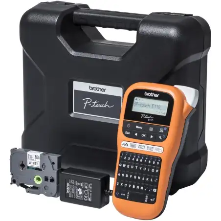 (PTE110VPUR1) BROTHER ROTULADORA ELECTRÓNICA PORTÁTIL PROFESIONAL LCD 2 LINEAS TECLADO QWERTY/NUMÉRICO