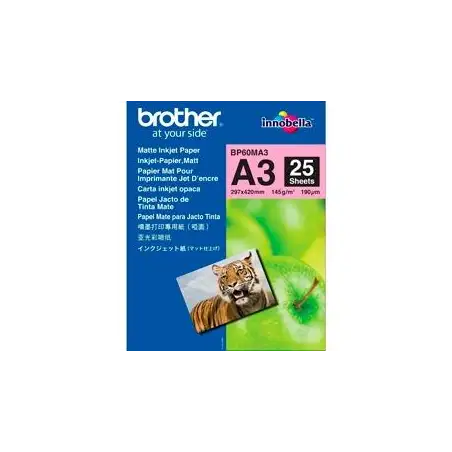 (BP60MA3) BROTHER PAPEL FOTOGRÁFICO A3 145GR INKJET PAQUETE 25H BLANCO MATE